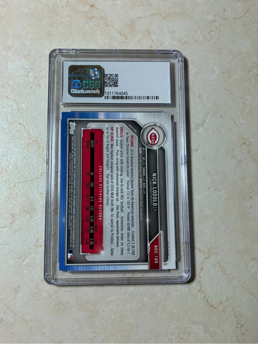 Nick Lodolo 2019 Bowman Draft Sapphire Rookie Card - Holo Prism